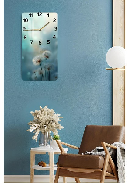 Mavi Karahindiba Desenli Temperli Cam Tablo Saat – 30×60 cm Hd Uv Baskı– CUSD210 fırsatları