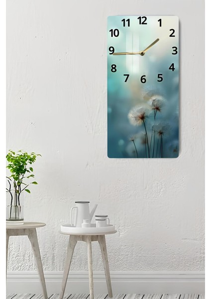 Mavi Karahindiba Desenli Temperli Cam Tablo Saat – 30×60 cm Hd Uv Baskı– CUSD210 indirimleri