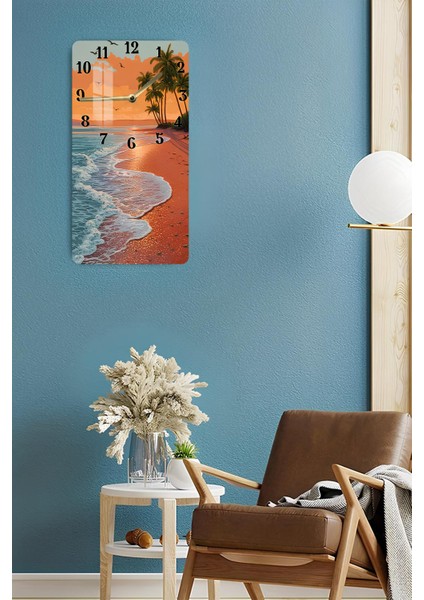 Tropikal Gün Batımı Temalı Temperli Cam Duvar Saati – 33X33 cm | Uv Baskı– CUSD076 fırsatları