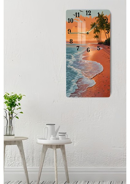 Tropikal Gün Batımı Temalı Temperli Cam Duvar Saati – 33X33 cm | Uv Baskı– CUSD076 indirimleri
