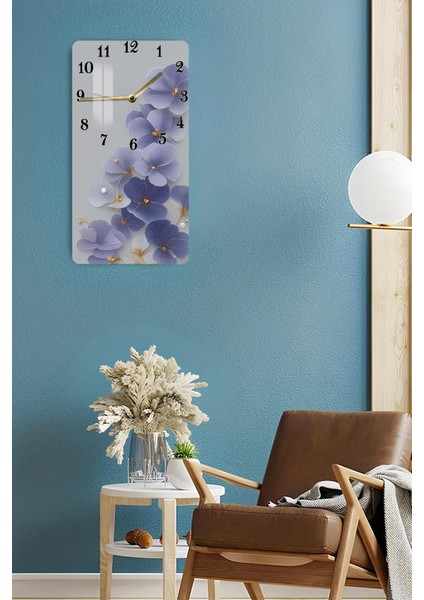 Mor Mavi Çiçek Desenli Temperli Cam Tablo Saat – 30X60 cm | Zarafet ve Şıklığın Buluşması– CUSD168 fırsatları