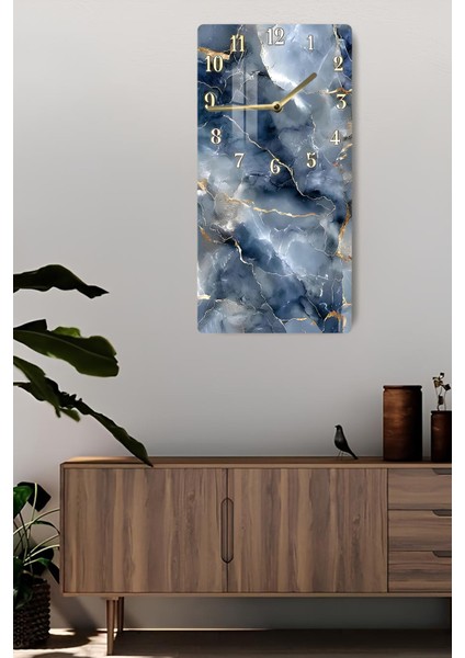 Lacivert Gri Mermer Desenli Temperli Cam Tablo Saat – 30×60 Cm– Uv Baskı– CUSD149 fiyatları