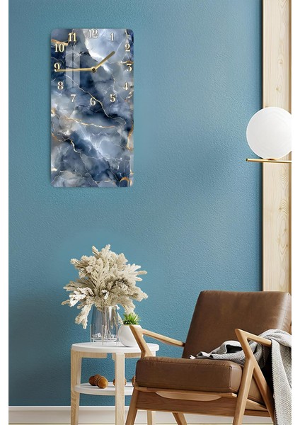 Lacivert Gri Mermer Desenli Temperli Cam Tablo Saat – 30×60 Cm– Uv Baskı– CUSD149 fırsatları