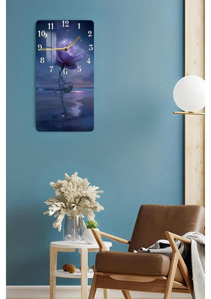 Mor Gül ve Gece Işıltısı Temalı Temperli Cam Duvar Saati – 33X33 cm | Hd Uv Baskı– CUSD078 fırsatları