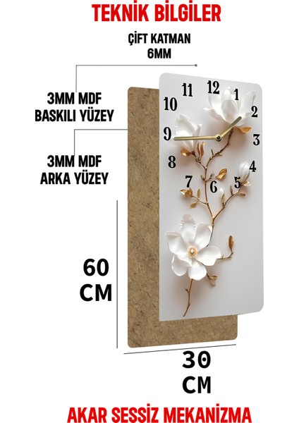 Uv Baskı Mdf Tablo Saat – 30X60 cm Dekoratif Duvar Saati– USD241
