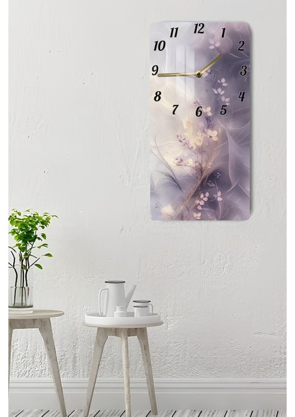 Mor Pastel Yaprak Desenli Temperli Cam Tablo Saat 30×60 cm Hd Uv Baskı– CUSD236 indirimleri