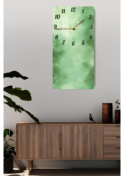 Yeşil Doku Desenli Temperli Cam Tablo Saat – 33X33 cm | Hd Uv Baskı– CUSD084 fiyatları