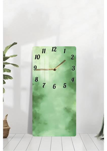 Yeşil Doku Desenli Temperli Cam Tablo Saat – 33X33 cm | Hd Uv Baskı– CUSD084 modelleri