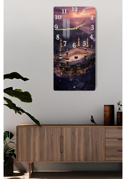 Kâbe ve Gün Batımı Manzaralı Temperli Cam Tablo Saat 30X60 cm | Hd Uv Baskı– CUSD178 fiyatları