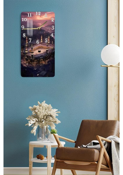 Kâbe ve Gün Batımı Manzaralı Temperli Cam Tablo Saat 30X60 cm | Hd Uv Baskı– CUSD178 fırsatları