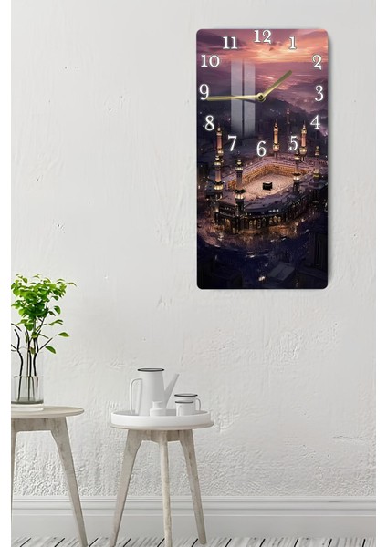 Kâbe ve Gün Batımı Manzaralı Temperli Cam Tablo Saat 30X60 cm | Hd Uv Baskı– CUSD178 indirimleri