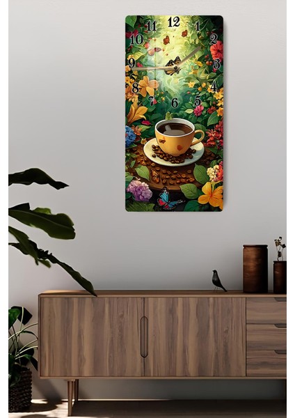 Temperli Cam Tablo Saat – Kahve Fincanı ve Doğa Esintili 30X60 Uv Baskı – CUSD042 fiyatları