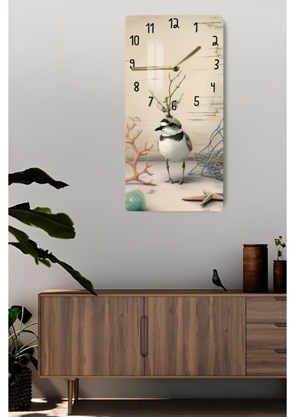 Temperli Cam Tablo Saat – Deniz Temalı Kuş Desenli 30X60CM Uv Baskı – CUSD002 fiyatları
