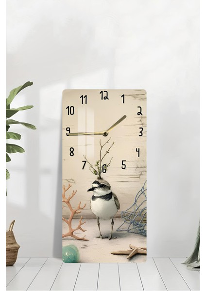 Temperli Cam Tablo Saat – Deniz Temalı Kuş Desenli 30X60CM Uv Baskı – CUSD002 modelleri