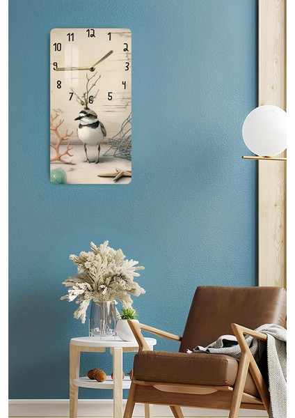 Temperli Cam Tablo Saat – Deniz Temalı Kuş Desenli 30X60CM Uv Baskı – CUSD002 fırsatları