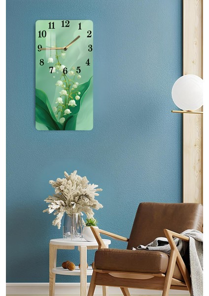 Zambak Çiçeği Temalı Yeşil Arka Planlı Temperli Cam Tablo Saat 30×60 cm Hd Uv Baskı– CUSD224 fırsatları