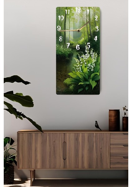 Orman Yolu ve Zambaklar Temalı Temperli Cam Tablo Saat 30×60 cm Hd Uv Baskı– CUSD217 fiyatları