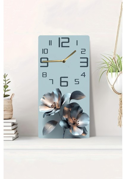 Dekoratif Mdf Tablo Saat – Çiçek Desenli, Uv Baskı, 30X60 Cm– USD242
