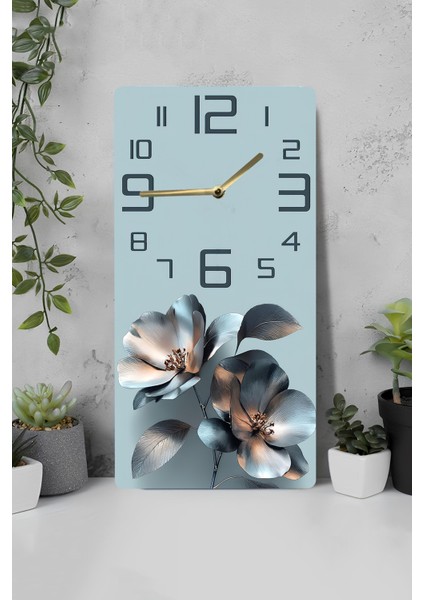 Dekoratif Mdf Tablo Saat – Çiçek Desenli, Uv Baskı, 30X60 Cm– USD242