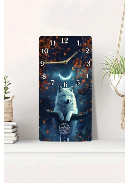 Gece Kurt Tasarımlı Uv Baskı Mdf Tablo Saat- Uv Baskı 30X60 cm – USD238