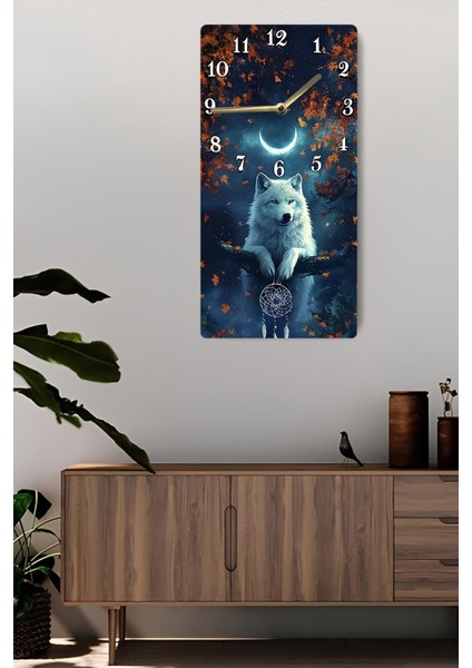 Gece Kurt Tasarımlı Uv Baskı Mdf Tablo Saat- Uv Baskı 30X60 cm – USD238 fiyatları