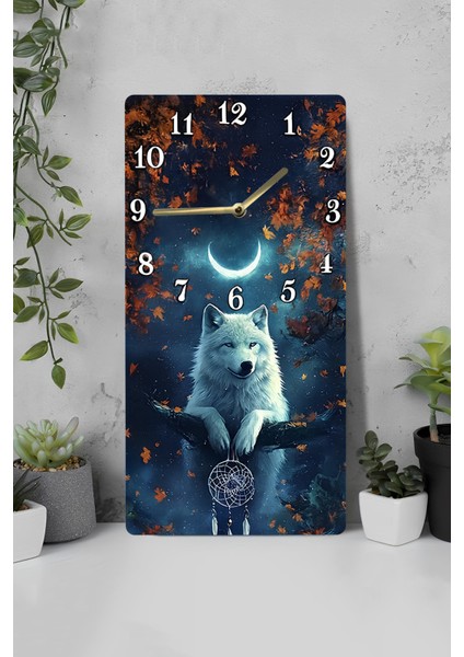 Gece Kurt Tasarımlı Uv Baskı Mdf Tablo Saat- Uv Baskı 30X60 cm – USD238