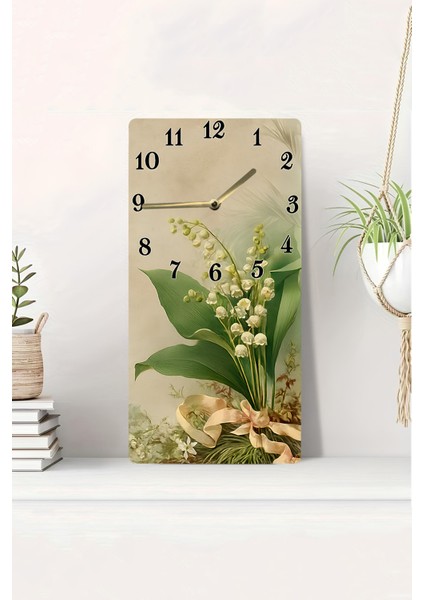 Uv Baskı Mdf Tablo Saat – 30X60 cm / Zarif Çiçek Tasarımı– USD226 modelleri