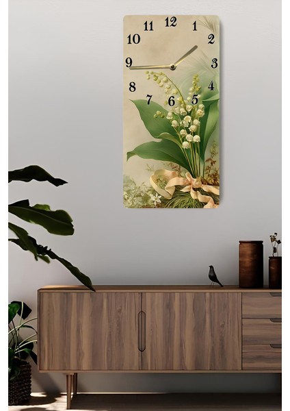 Uv Baskı Mdf Tablo Saat – 30X60 cm / Zarif Çiçek Tasarımı– USD226 fırsatları