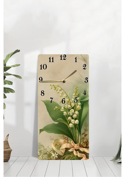 Uv Baskı Mdf Tablo Saat – 30X60 cm / Zarif Çiçek Tasarımı– USD226 indirimleri