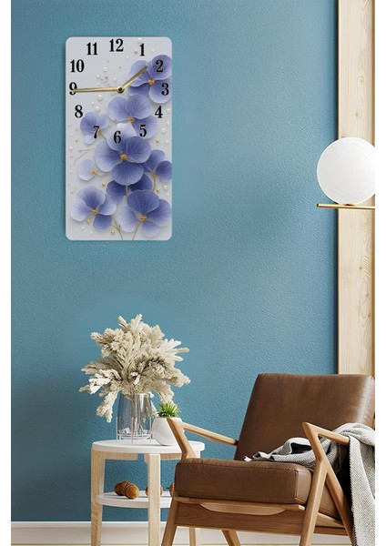 Mavi Çiçek Desenli Uv Baskı Mdf Tablo Saat – 30X60 Cm– USD221 fırsatları
