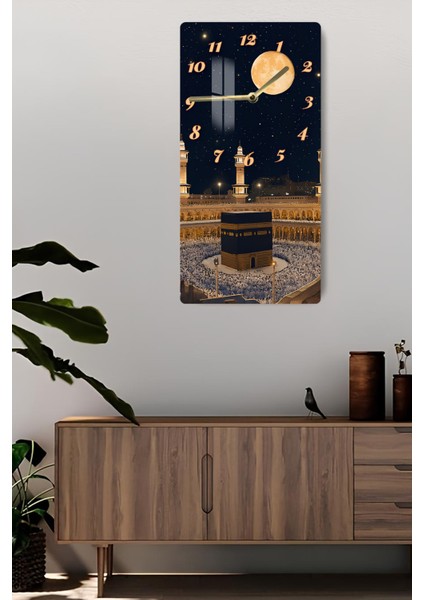 Kâbe Ay Işığı Manzaralı Temperli Cam Tablo Saat 30X60 cm |hd Uv Baskı– CUSD180 fiyatları