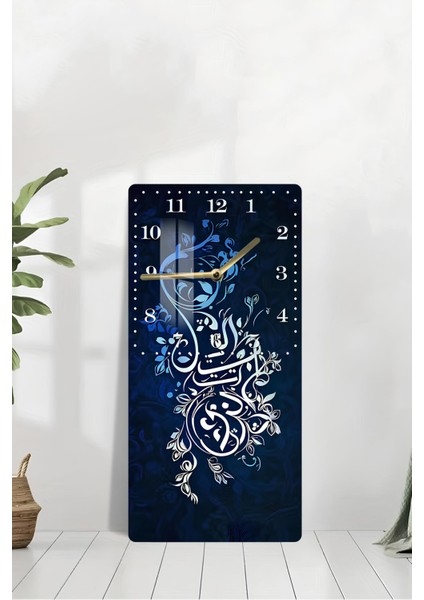 Hat Sanatı Desenli Temperli Cam Tablo Saat 30X60 cm |hd Uv Baskı– CUSD177 modelleri