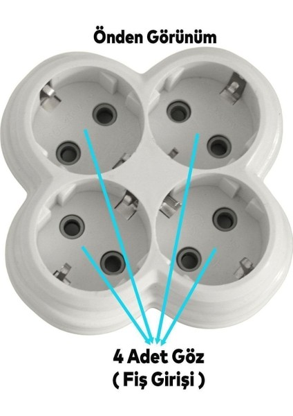 Dört Gözlü 4'lü Kablosuz Topraklı Çoklu Grup Priz Çoğaltma Dörtlü Fiş Piriz Sıva Üstü fiyatları