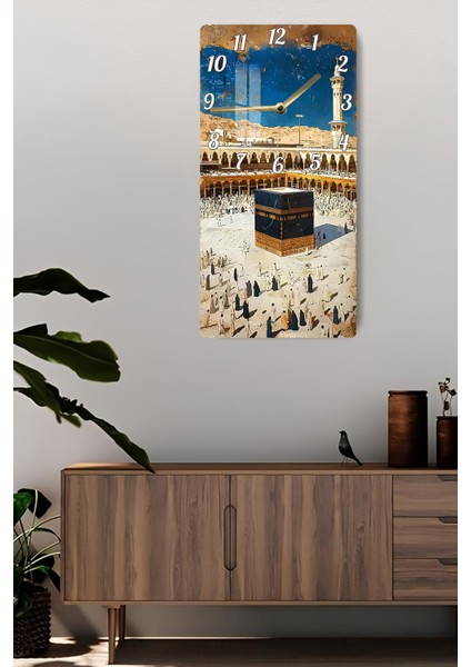 Kâbe Manzaralı Islami Temperli Cam Tablo Saat 30×60 cm Hd Uv Baskı– CUSD246 fiyatları