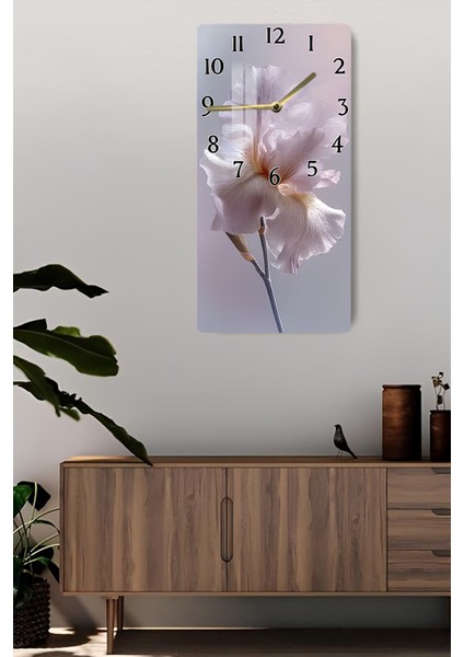 Zarif Pembe-Beyaz Çiçek Desenli Temperli Cam Tablo Saat – 30×60 cm Hd Uv Baskı– CUSD216 fiyatları
