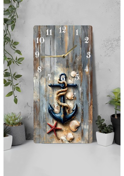 Deniz Esintili Temperli Cam Tablo Saat – 30X60 cm Uv Baskıı – CUSD026