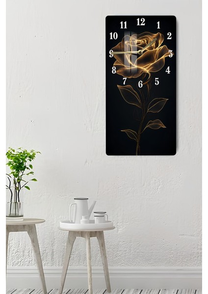 Altın Gül Desenli Temperli Cam Tablo Saat – 33X33 cm | Hd Uv Baskı– CUSD086 indirimleri