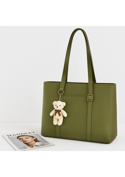 Sevimli Ayıcık Charm Büyük Kapasiteli Omuz Çantası