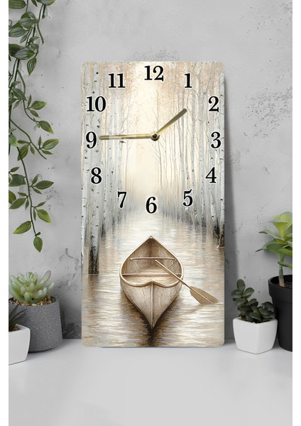 Doğa ve Sakinlik Temalı Kano Manzaralı Temperli Cam Duvar Saati – 33X33 cm – Hd Uv Baskı– CUSD072