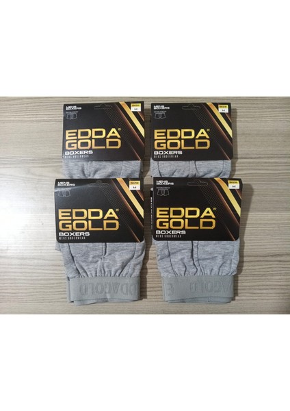 Gold Penye Kumaş Likralı Erkek Boxer - Gri - Medium -4lü