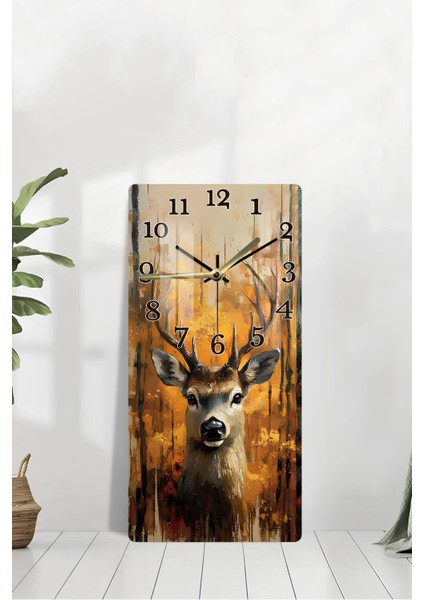 Doğanın Asaleti – Geyik Figürlü Temperli Cam Tablo Saat (30×60 Cm) Hd Uv Baskı– CUSD202 modelleri