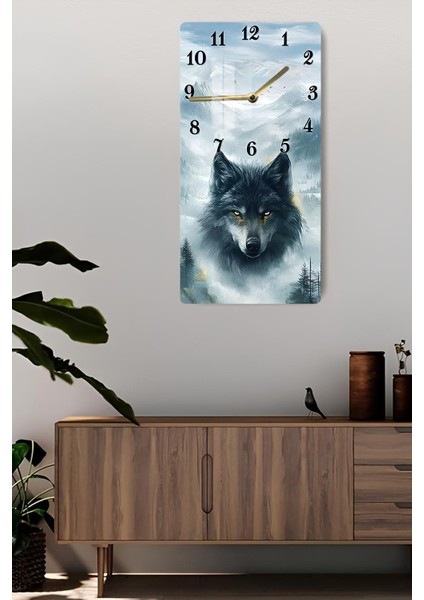 Kurt ve Dağ Manzaralı Temperli Cam Tablo Saat 30X60 cm | Hd Uv Baskı– CUSD189 fiyatları