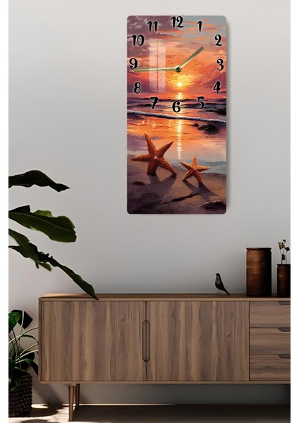 Gün Batımı Deniz Kenarı Temalı Temperli Cam Saat – Hd Uv Baskı 30X60 cm CUSD068 fiyatları