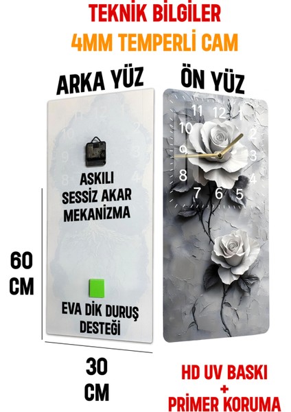 Şıklığın ve Zarafetin Buluştuğu Temperli Cam Tablo Saat Uv Baskı – CUSD023