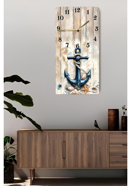 Temperli Cam Tablo Saat – Çapa ve Deniz Kabukları Desenli 30X60CM Uv Baskı – CUSD004 fiyatları