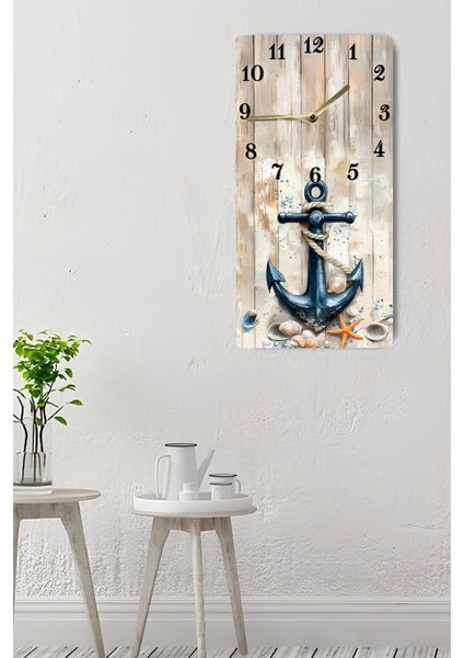 Temperli Cam Tablo Saat – Çapa ve Deniz Kabukları Desenli 30X60CM Uv Baskı – CUSD004 indirimleri