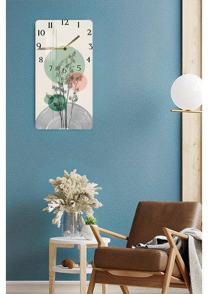 Temperli Cam Tablo Saat – Pastel Renkli Bitki Desenli Minimal Tasarım (30X60 Cm)– Uv Baskı– CUSD120 fırsatları