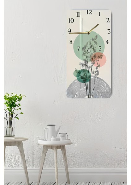 Temperli Cam Tablo Saat – Pastel Renkli Bitki Desenli Minimal Tasarım (30X60 Cm)– Uv Baskı– CUSD120 indirimleri