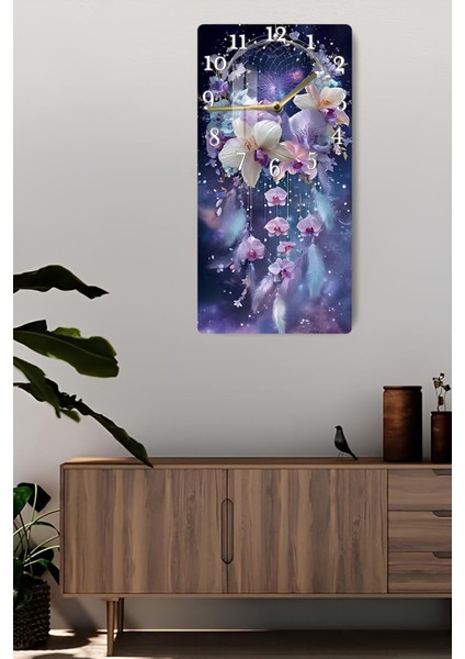 Rüya Kapanı ve Çiçek Tüy Desenli Temperli Cam Tablo Saat 30×60 cm Hd Uv Baskı– CUSD234 fiyatları