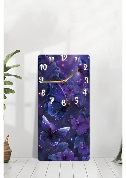 Mor Kelebekli Uv Baskı Mdf Tablo Saat – 30X60 Cm– USD233 modelleri